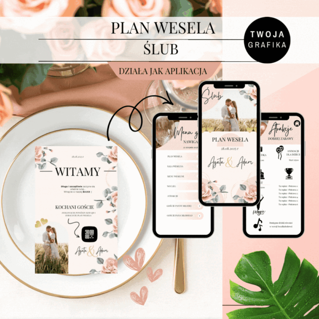Plan Wesela Pink - Szablon w Canvie